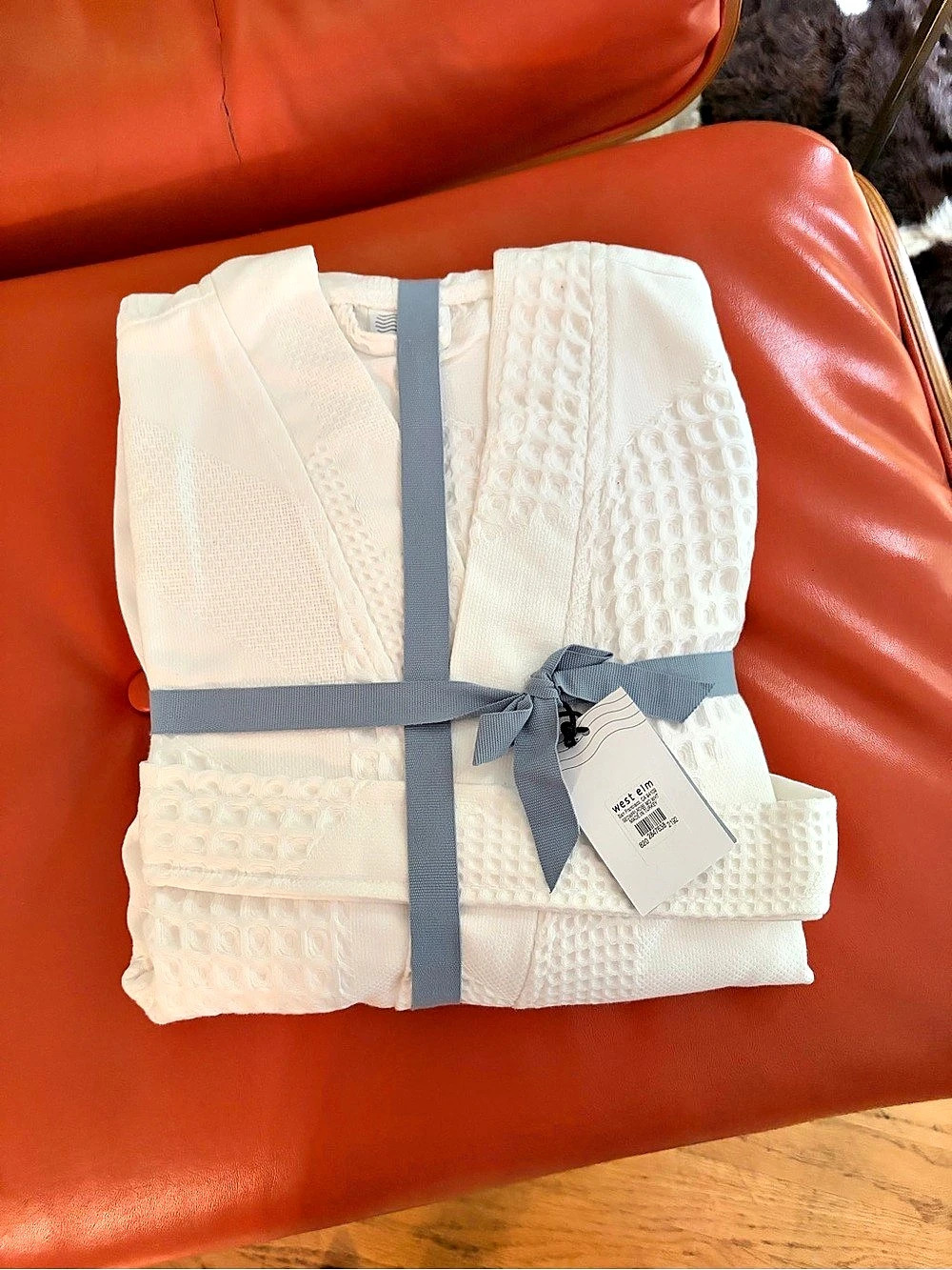WEST ELM geo waffle organic cotton robe Organic Cotton Waffle Robe NWT